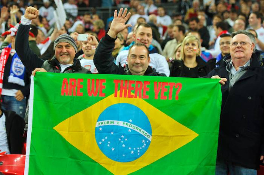 England Fans with Brazil Flag - Are we there yet?